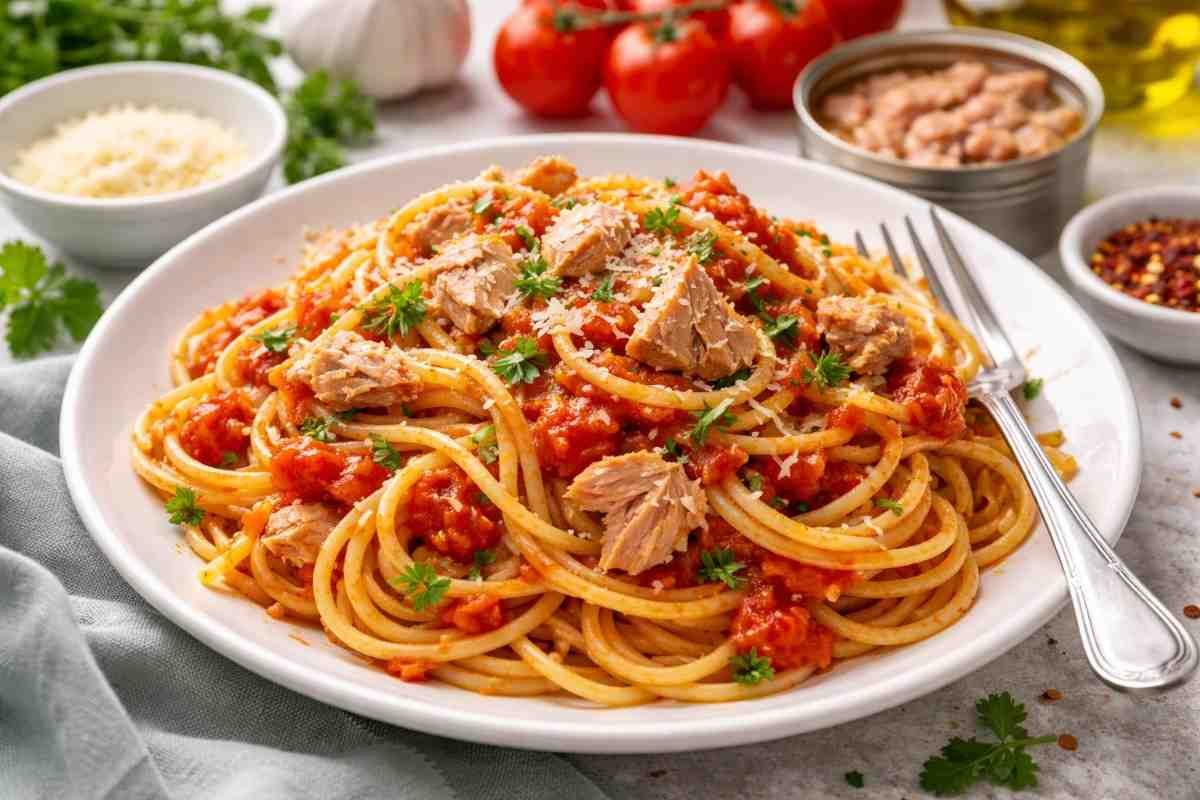 Pasta with Tomato Sauce and Canned Tuna