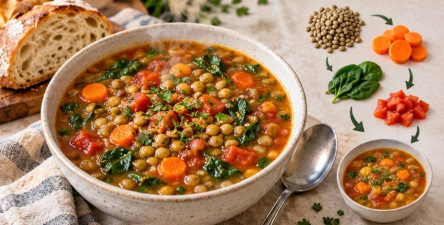 2 Golden Lentil and Vegetable Soup