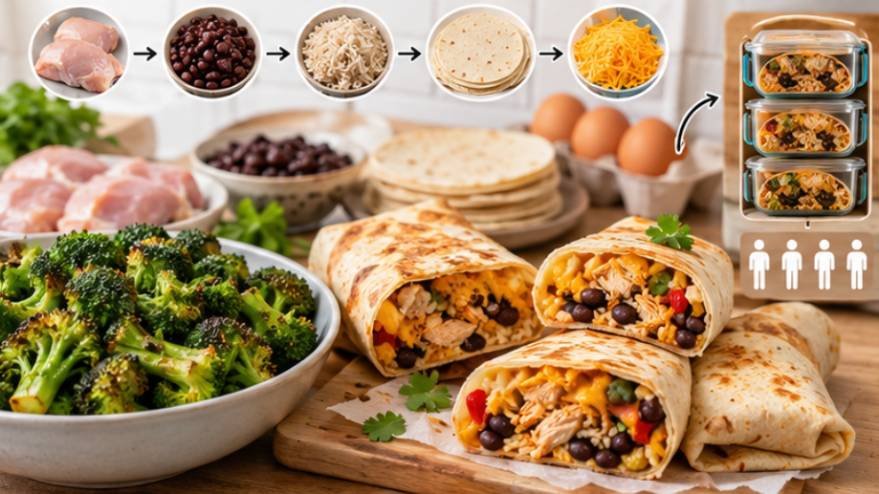 4 Crispy Turkey and Bean Burritos